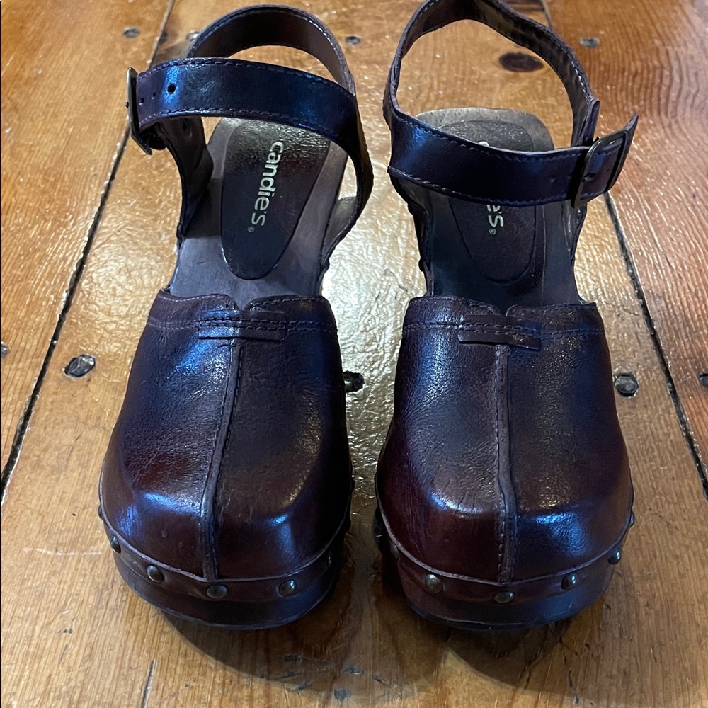 Candie's Dark Brown Leather Mary Jane Sandals